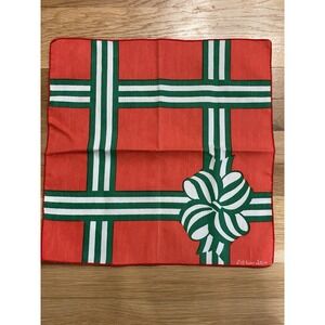 Vintage Bob Van Allen Christmas Napkin Bow Gift Red Green Holiday Single 1 Count
